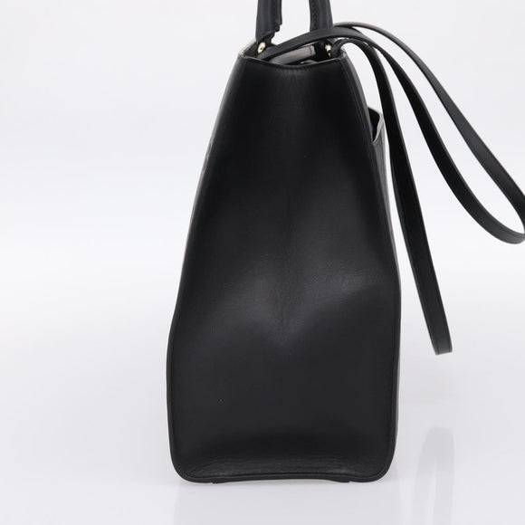 BVLGARI Tote Bag Leather 2way Black Gold Auth ka5676V