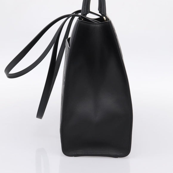 BVLGARI Tote Bag Leather 2way Black Gold Auth ka5676V