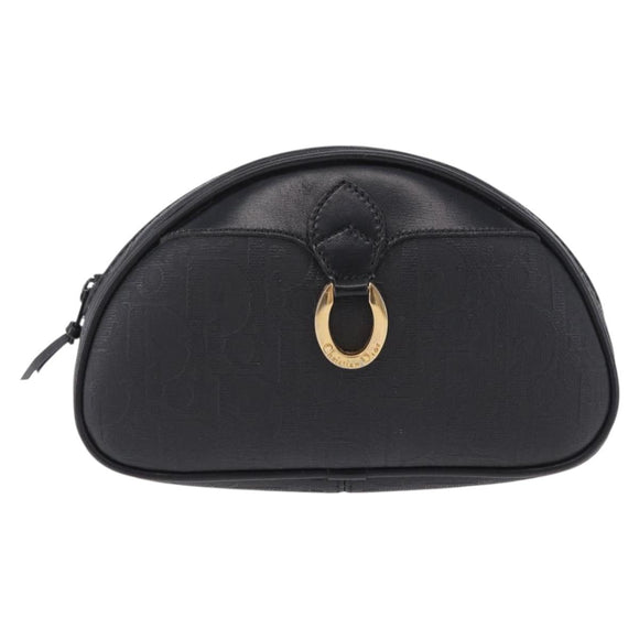 Christian Dior Trotter Canvas Accessory Pouch PVC Black Gold Auth ka5677A
