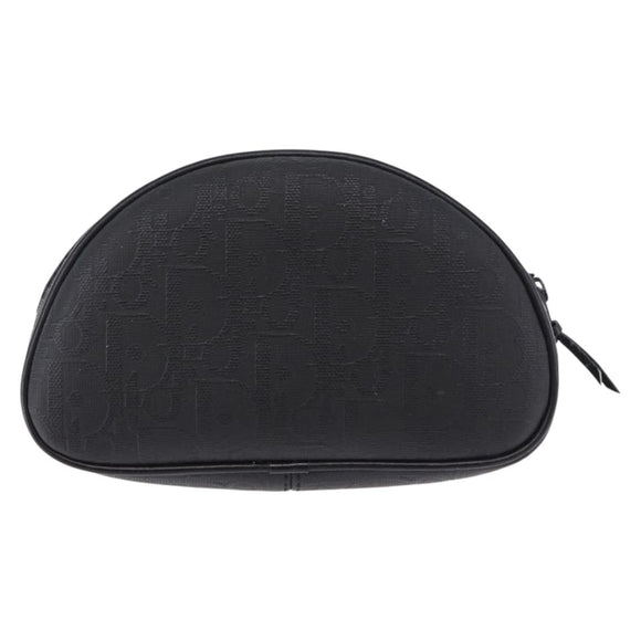 Christian Dior Trotter Canvas Accessory Pouch PVC Black Gold Auth ka5677A