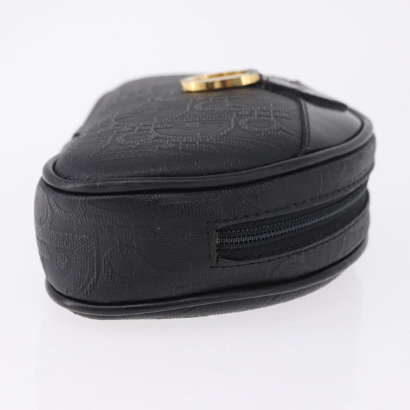 Christian Dior Trotter Canvas Accessory Pouch PVC Black Gold Auth ka5677A