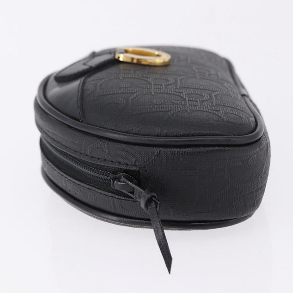 Christian Dior Trotter Canvas Accessory Pouch PVC Black Gold Auth ka5677A