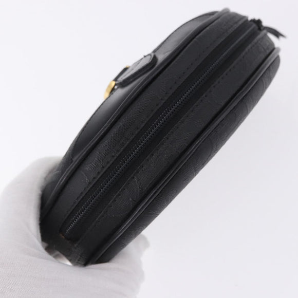 Christian Dior Trotter Canvas Accessory Pouch PVC Black Gold Auth ka5677A