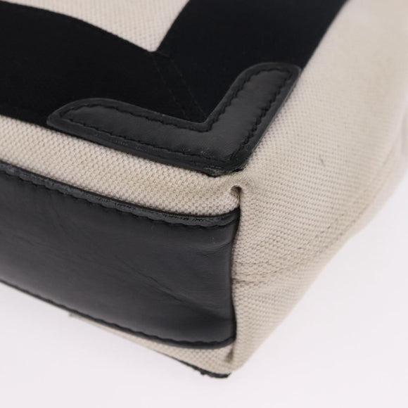 BALENCIAGA Navy Cabas XS Bag Canvas Leather White Navy Silver 390346 Auth ka5679