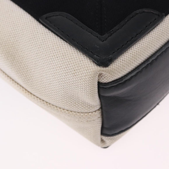 BALENCIAGA Navy Cabas XS Bag Canvas Leather White Navy Silver 390346 Auth ka5679