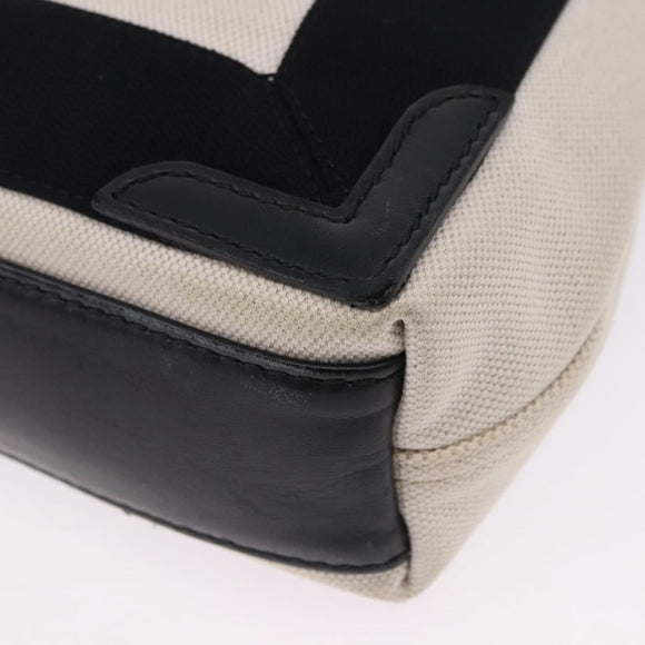 BALENCIAGA Navy Cabas XS Bag Canvas Leather White Navy Silver 390346 Auth ka5679