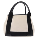 BALENCIAGA Navy Cabas XS Bag Canvas Leather White Navy Silver 390346 Auth ka5679-2