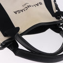BALENCIAGA Navy Cabas XS Bag Canvas Leather White Navy Silver 390346 Auth ka5679-6