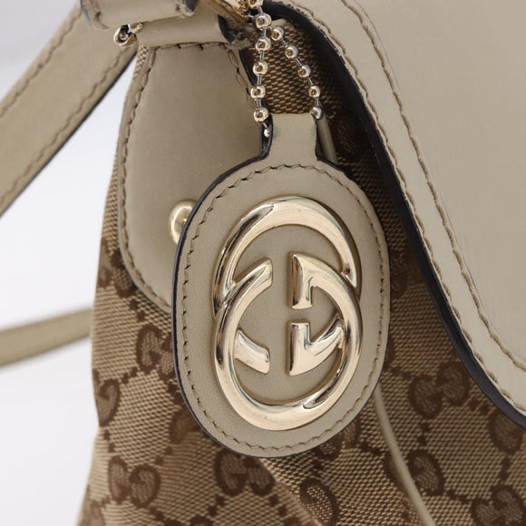 GUCCI GG Canvas Shoulder Bag Beige Gold 308452 Auth ka5680