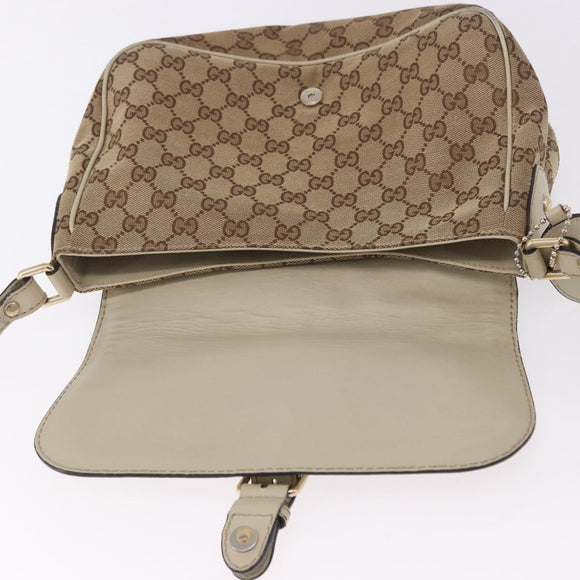 GUCCI GG Canvas Shoulder Bag Beige Gold 308452 Auth ka5680
