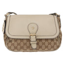 GUCCI GG Canvas Shoulder Bag Beige Gold 308452 Auth ka5680-2