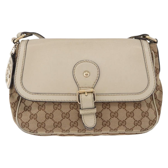 GUCCI GG Canvas Shoulder Bag Beige Gold 308452 Auth ka5680