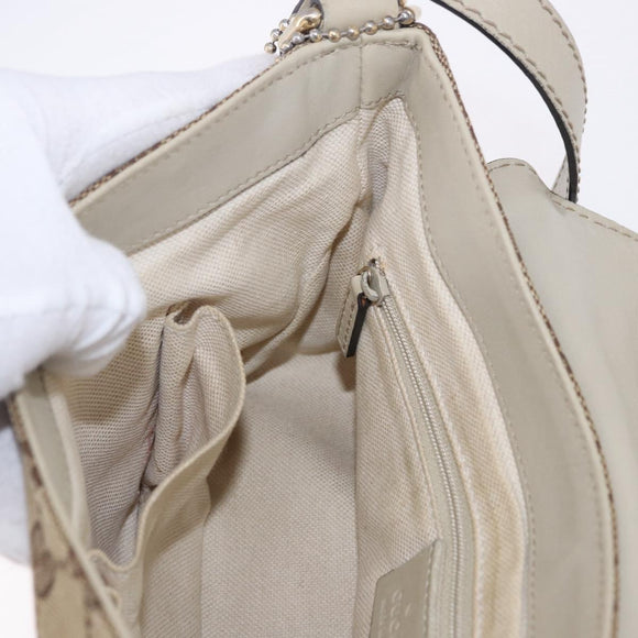 GUCCI GG Canvas Shoulder Bag Beige Gold 308452 Auth ka5680