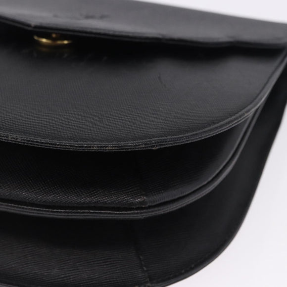 SAINT LAURENT Shoulder Bag Leather Black Gold Auth ka5683