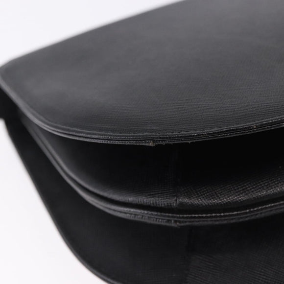 SAINT LAURENT Shoulder Bag Leather Black Gold Auth ka5683
