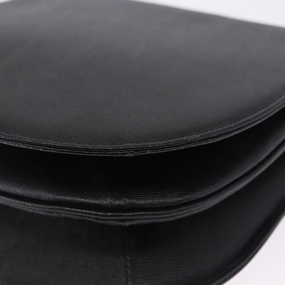 SAINT LAURENT Shoulder Bag Leather Black Gold Auth ka5683