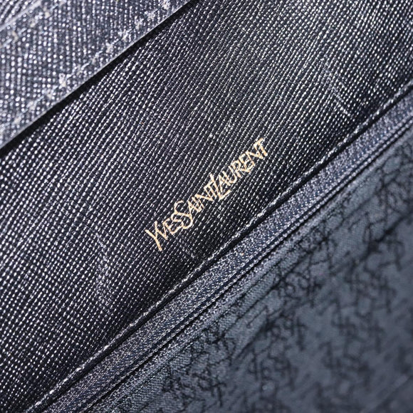 SAINT LAURENT Shoulder Bag Leather Black Gold Auth ka5683