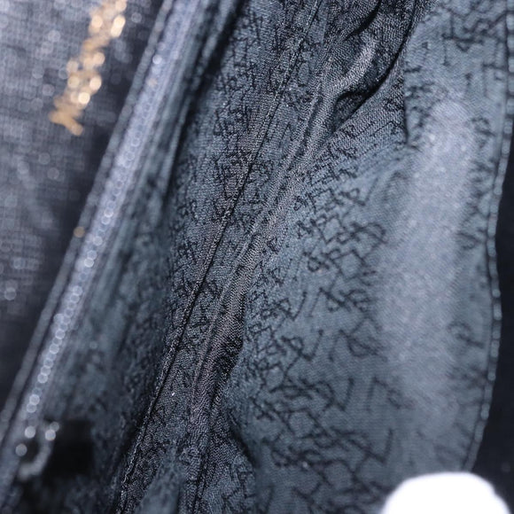 SAINT LAURENT Shoulder Bag Leather Black Gold Auth ka5683