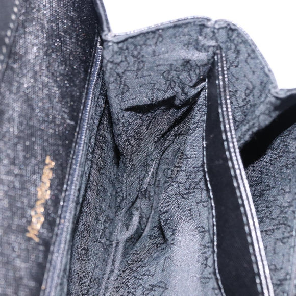 SAINT LAURENT Shoulder Bag Leather Black Gold Auth ka5683