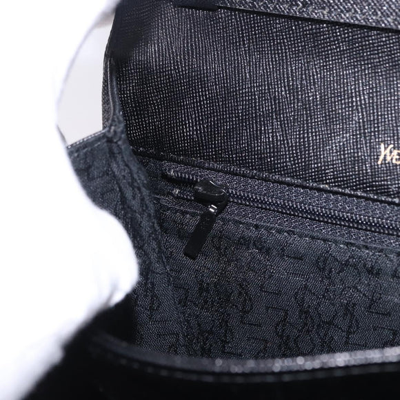 SAINT LAURENT Shoulder Bag Leather Black Gold Auth ka5683