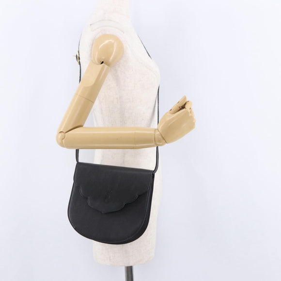 SAINT LAURENT Shoulder Bag Leather Black Gold Auth ka5683