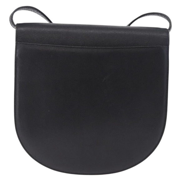 SAINT LAURENT Shoulder Bag Leather Black Gold Auth ka5683