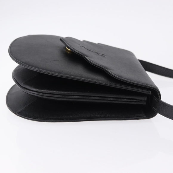 SAINT LAURENT Shoulder Bag Leather Black Gold Auth ka5683