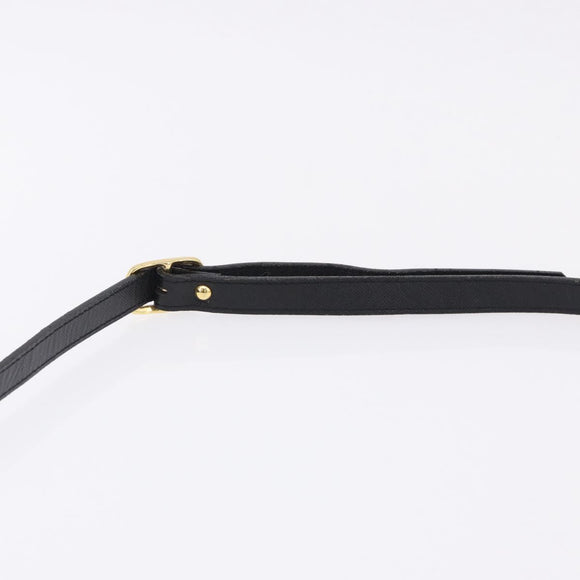 SAINT LAURENT Shoulder Bag Leather Black Gold Auth ka5683