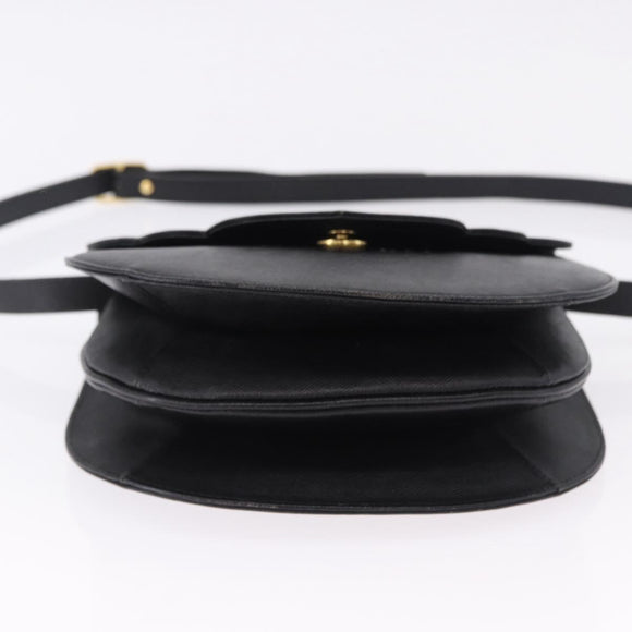 SAINT LAURENT Shoulder Bag Leather Black Gold Auth ka5683