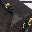 SAINT LAURENT Vanity Hand Bag Canvas 2way Black Gold Auth ka5684-17