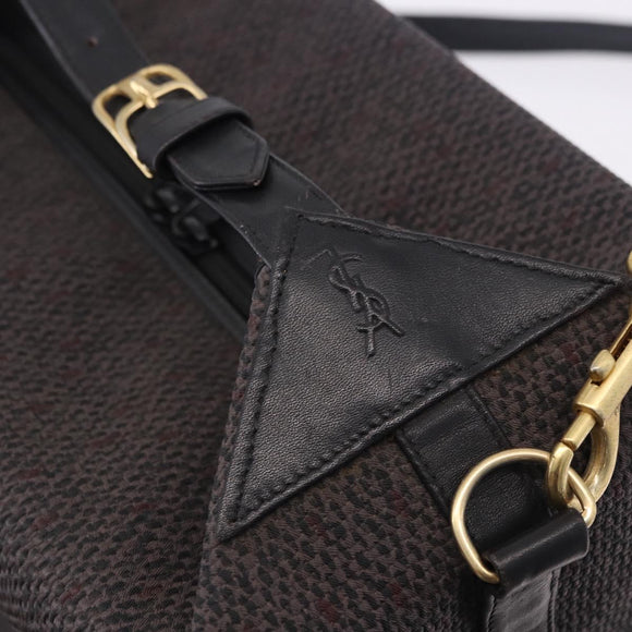 SAINT LAURENT Vanity Hand Bag Canvas 2way Black Gold Auth ka5684