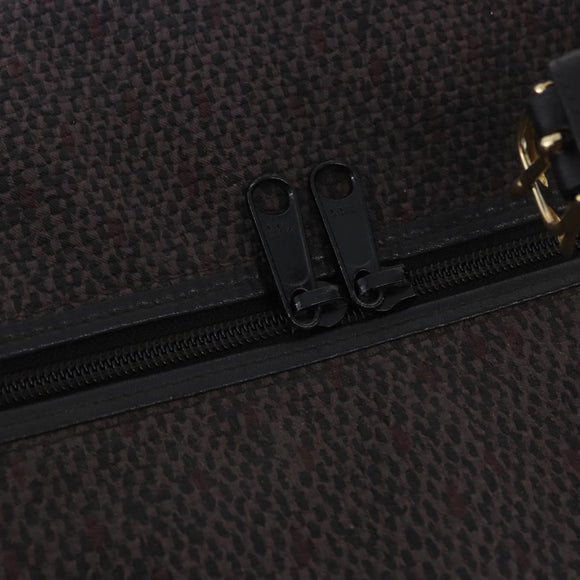 SAINT LAURENT Vanity Hand Bag Canvas 2way Black Gold Auth ka5684