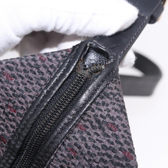 SAINT LAURENT Vanity Hand Bag Canvas 2way Black Gold Auth ka5684