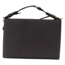 SAINT LAURENT Vanity Hand Bag Canvas 2way Black Gold Auth ka5684-2