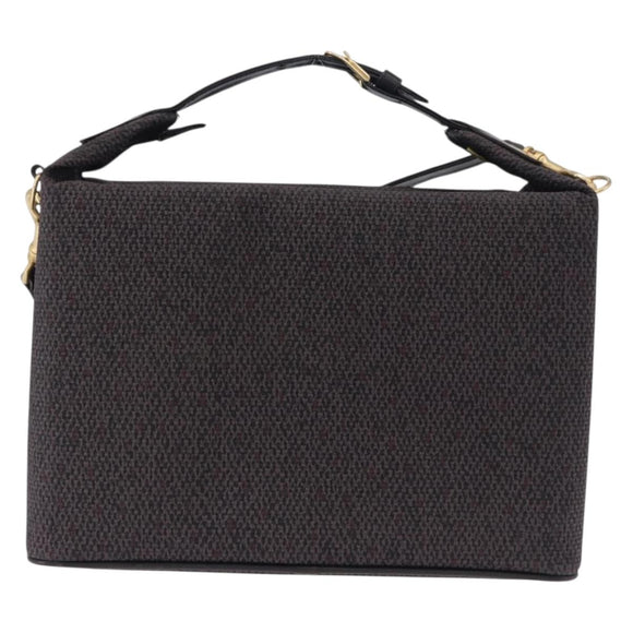 SAINT LAURENT Vanity Hand Bag Canvas 2way Black Gold Auth ka5684