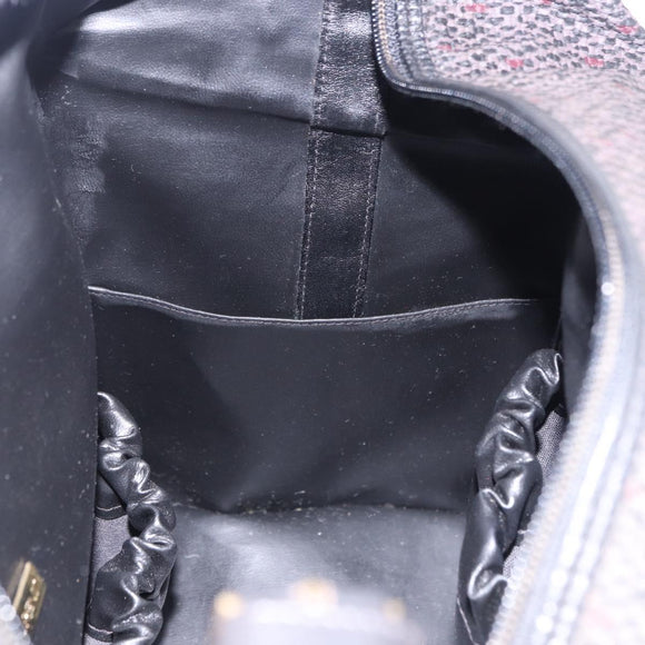 SAINT LAURENT Vanity Hand Bag Canvas 2way Black Gold Auth ka5684