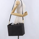 SAINT LAURENT Vanity Hand Bag Canvas 2way Black Gold Auth ka5684-25
