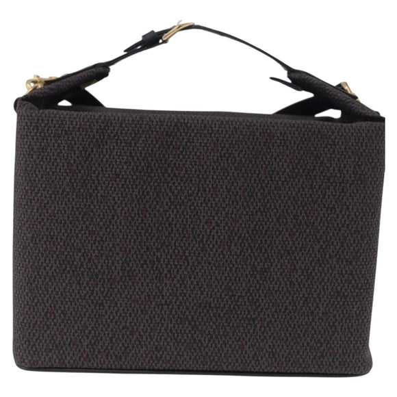 SAINT LAURENT Vanity Hand Bag Canvas 2way Black Gold Auth ka5684