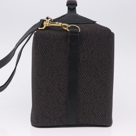 SAINT LAURENT Vanity Hand Bag Canvas 2way Black Gold Auth ka5684