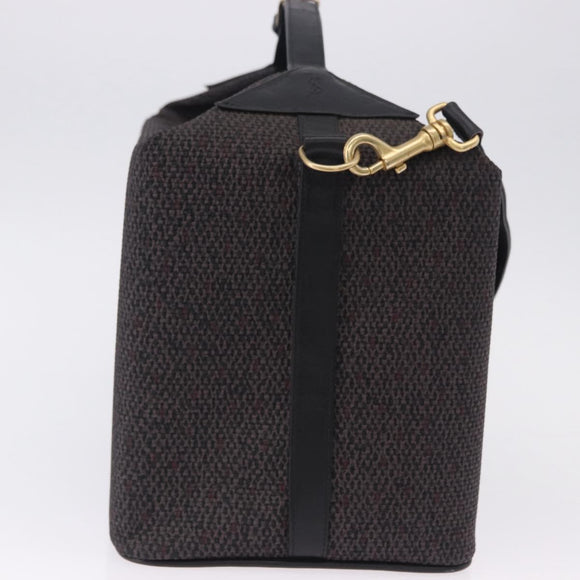 SAINT LAURENT Vanity Hand Bag Canvas 2way Black Gold Auth ka5684