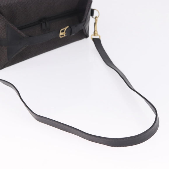 SAINT LAURENT Vanity Hand Bag Canvas 2way Black Gold Auth ka5684