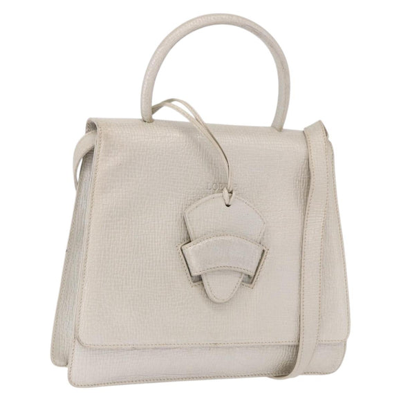 LOEWE Barcelona Hand Bag Leather 2way Silver Auth ka5685V