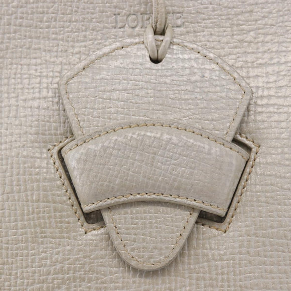 LOEWE Barcelona Hand Bag Leather 2way Silver Auth ka5685V