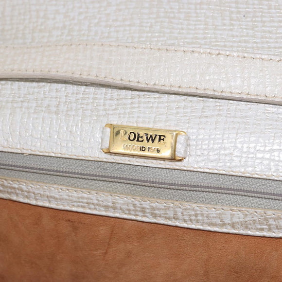LOEWE Barcelona Hand Bag Leather 2way Silver Auth ka5685V