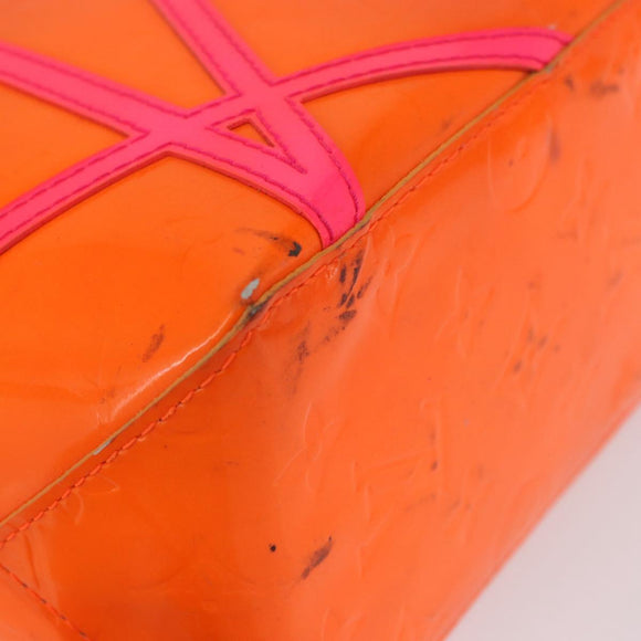 LOUIS VUITTON Monogram Vernis Fluo Reade PM Hand Bag Orange M91905 Auth ka5686