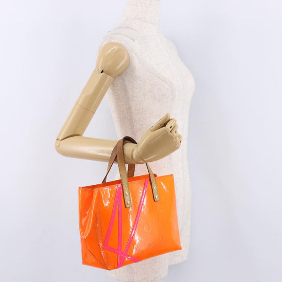 LOUIS VUITTON Monogram Vernis Fluo Reade PM Hand Bag Orange M91905 Auth ka5686