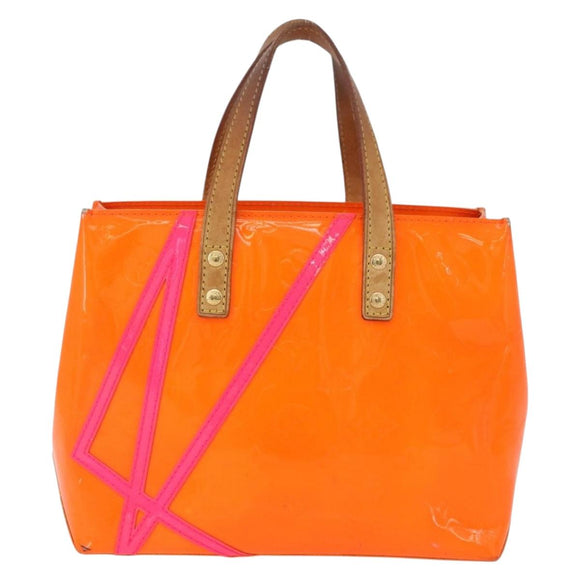LOUIS VUITTON Monogram Vernis Fluo Reade PM Hand Bag Orange M91905 Auth ka5686