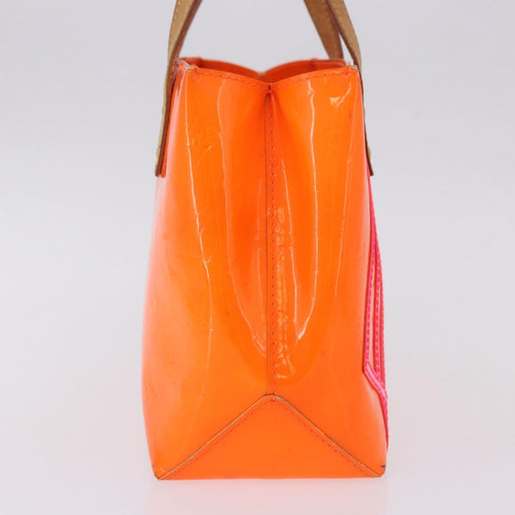 LOUIS VUITTON Monogram Vernis Fluo Reade PM Hand Bag Orange M91905 Auth ka5686