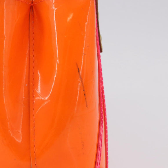 LOUIS VUITTON Monogram Vernis Fluo Reade PM Hand Bag Orange M91905 Auth ka5686