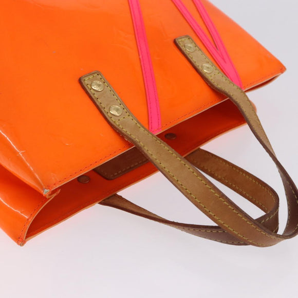 LOUIS VUITTON Monogram Vernis Fluo Reade PM Hand Bag Orange M91905 Auth ka5686